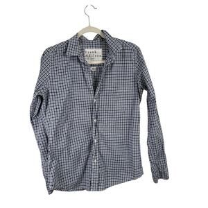 Frank & Eileen Barry Blue Plaid Long Sleeve Button Up Shirt 100% Cotton Womens L